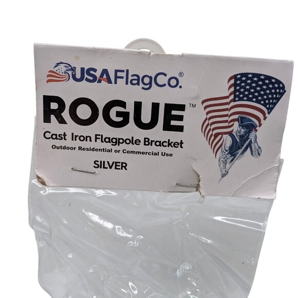 USA Flag Co Rogue Cast Iron Flagpole Bracket Silver Heavy Duty for 1" Flag Pole - Picture 2 of 12